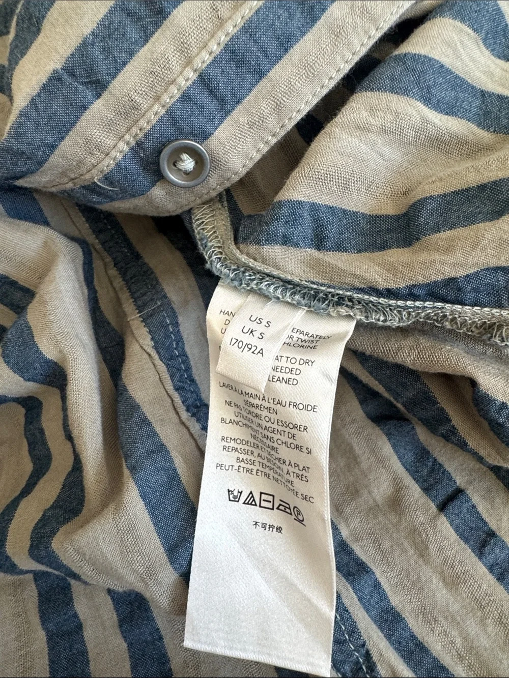 We the Free Set Sail Balloon Sleeve Blouse Size Small Striped Blue Gray